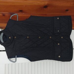 Barbour Womens Size 4 Black Floral Saddleworth Gilet Snap Vest